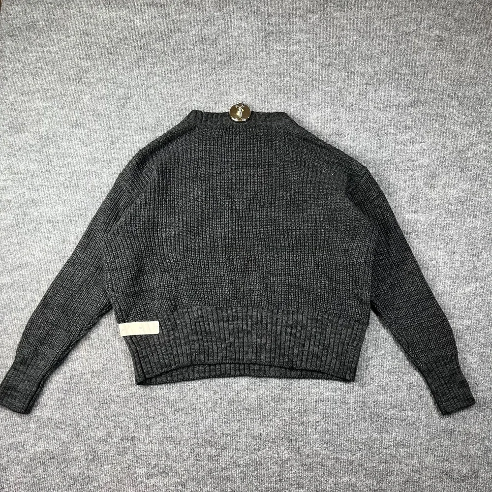 A.N.A Sweater Womens Medium Black Cotton Crew Neck Tight Knit Ribbed Warm Winter